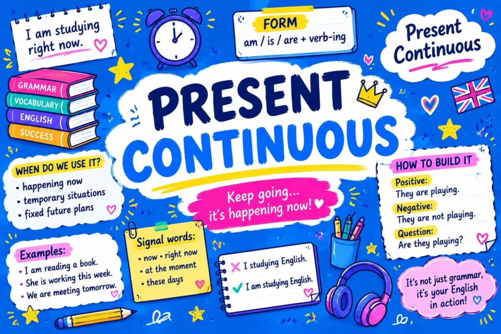 تصویر اموزش present continuous continuous