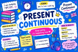 تصویر اموزش present continuous continuous